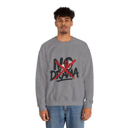 No Drama Mens Crewneck Sweatshirt, Casual Everyday Wear, Gift for Friends, Relaxed Vibes, Comfortable Fashion