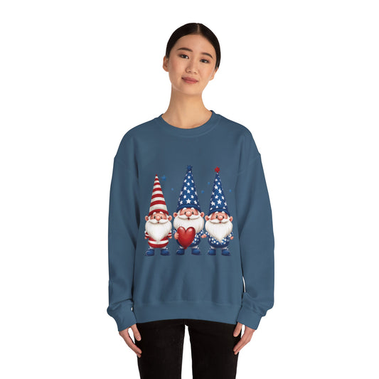 Patriotic Gnome Sweatshirt, Cozy Casual Wear for Independence Day, Gift for Gnome Lovers, 4th of July Apparel, All-Year Comfort
