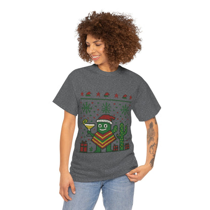 Festive Cactus Christmas Shirt, Funny Holiday Santa Hat Tee for Women, Women's Funny Xmas Shirt