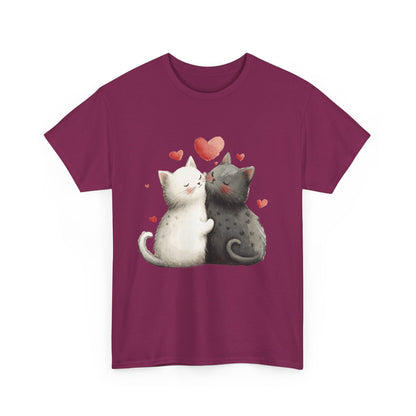 Cute Cat Love T-Shirt, Adorable Feline Couple Tee, Gift for Cat Lovers, Valentine's Day Shirt, Cozy Everyday Wear, Cat Mom T-Shirt