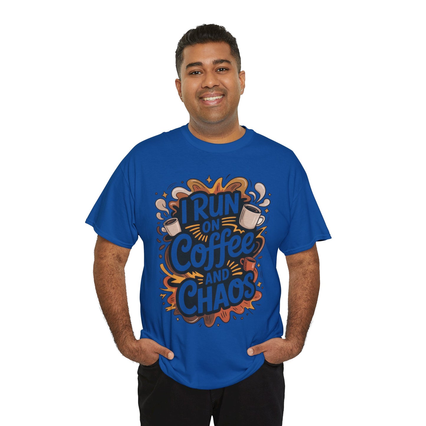Funny Mens Coffee T-Shirt, I Run on Coffee and Chaos, Caffeinated Chaos Tee for Him, Perfect for Coffee Lovers, , Humor Tee