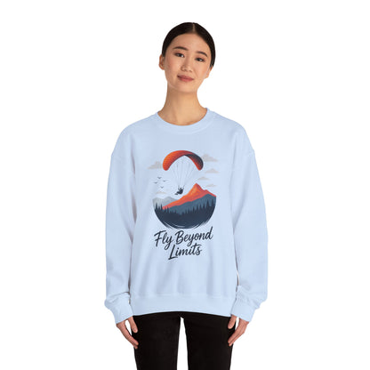 Adventure Inspiration Crewneck Sweatshirt - Fly Beyond Limits, Cozy Outdoor Outfit, Gift for Adventurers, Travel, Motivation Apparel