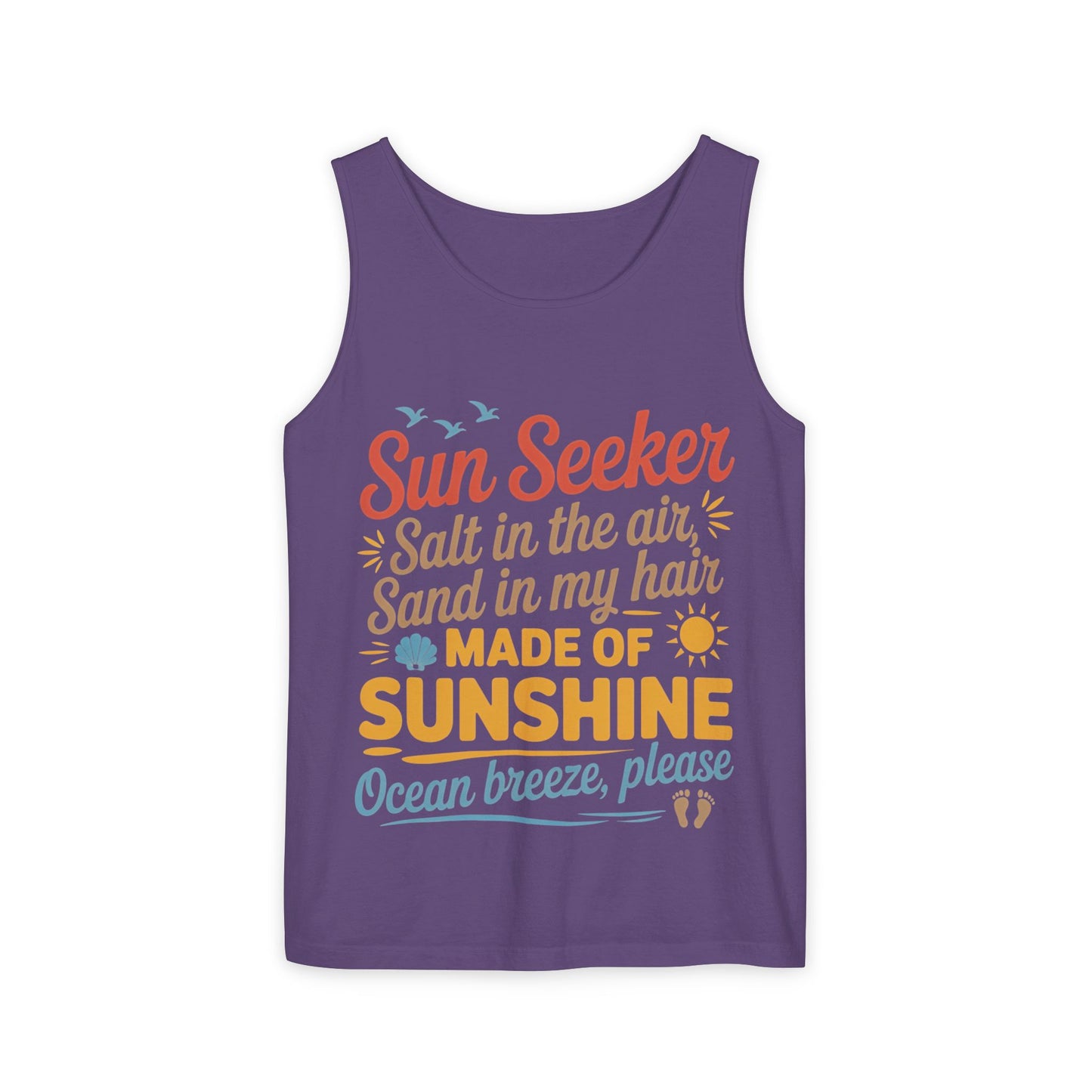 Sun Seeker Summer Quote Tank Top, Made of Sunshine Beach Vibes Tee, Ocean Breeze Please Tank Top for Women, Salt in the Air Sand Top