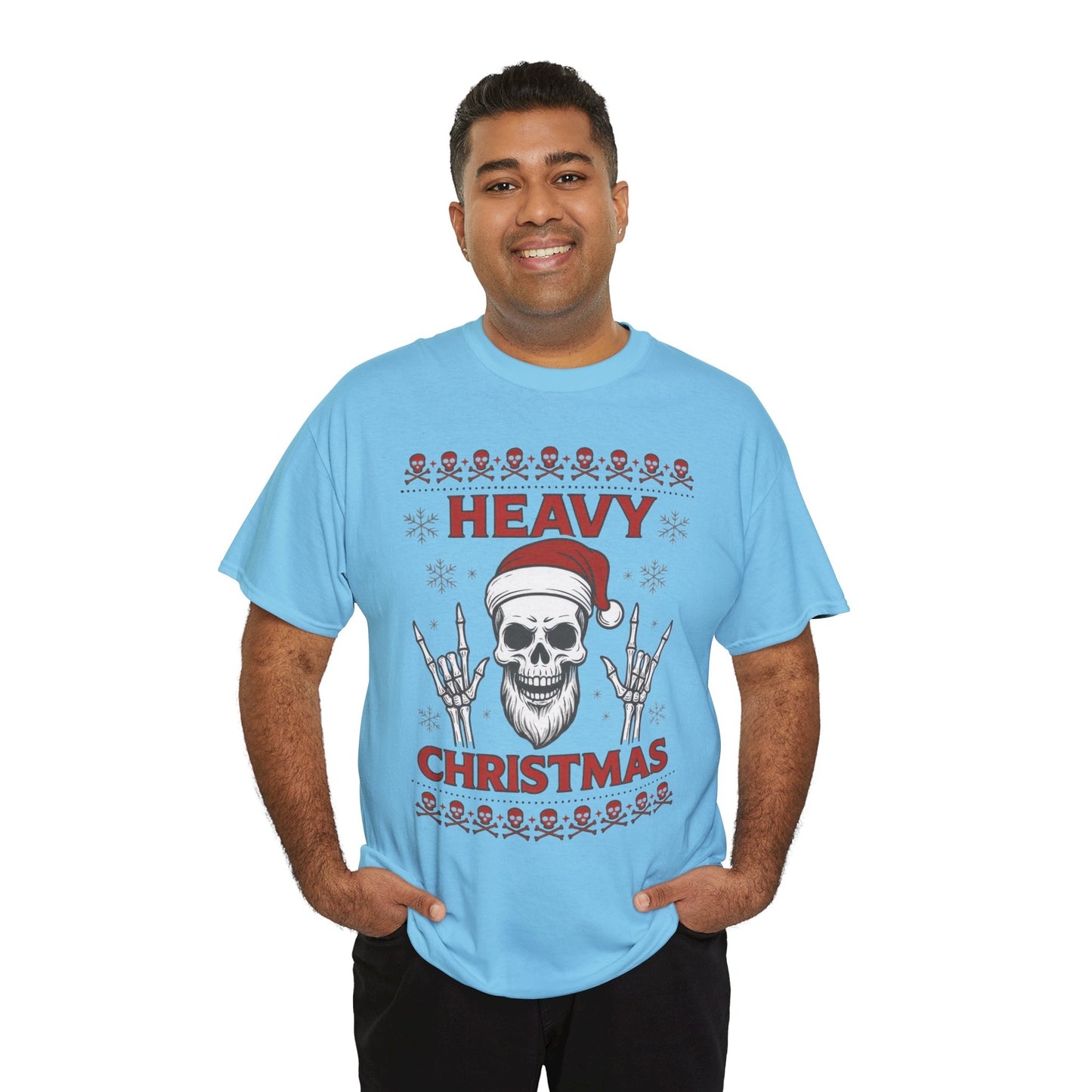 Heavy Christmas Sweatshirt, Metal Santa Skull Holiday Pullover for Men