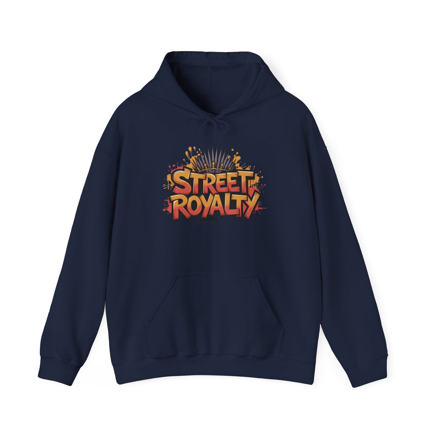 Street Royalty Men's Hoodie, Graffiti Crown Graphic Sweatshirt, Urban Streetwear Pullover with Throne Design