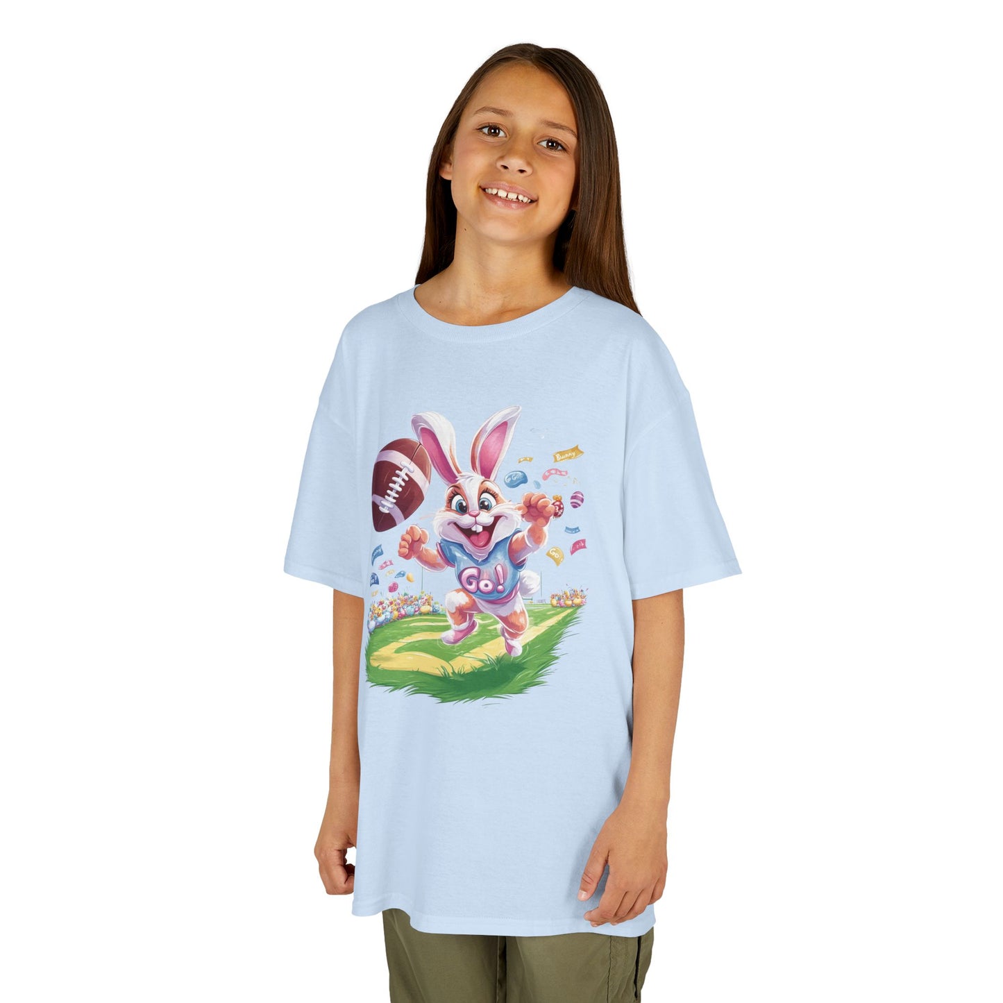Touchdown Bunny Kids T-Shirt - Cute Easter Football Shirt for Kids, Fun Spring Outfit, Sports Bunny Tee Gift for Little Athletes Easter Gift