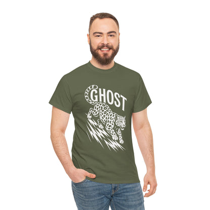 Ghost Leopard Graphic Tee, Mens T-Shirt, Casual Wear, Animal Print Top, Gift for Cat Lovers, Halloween Outfit