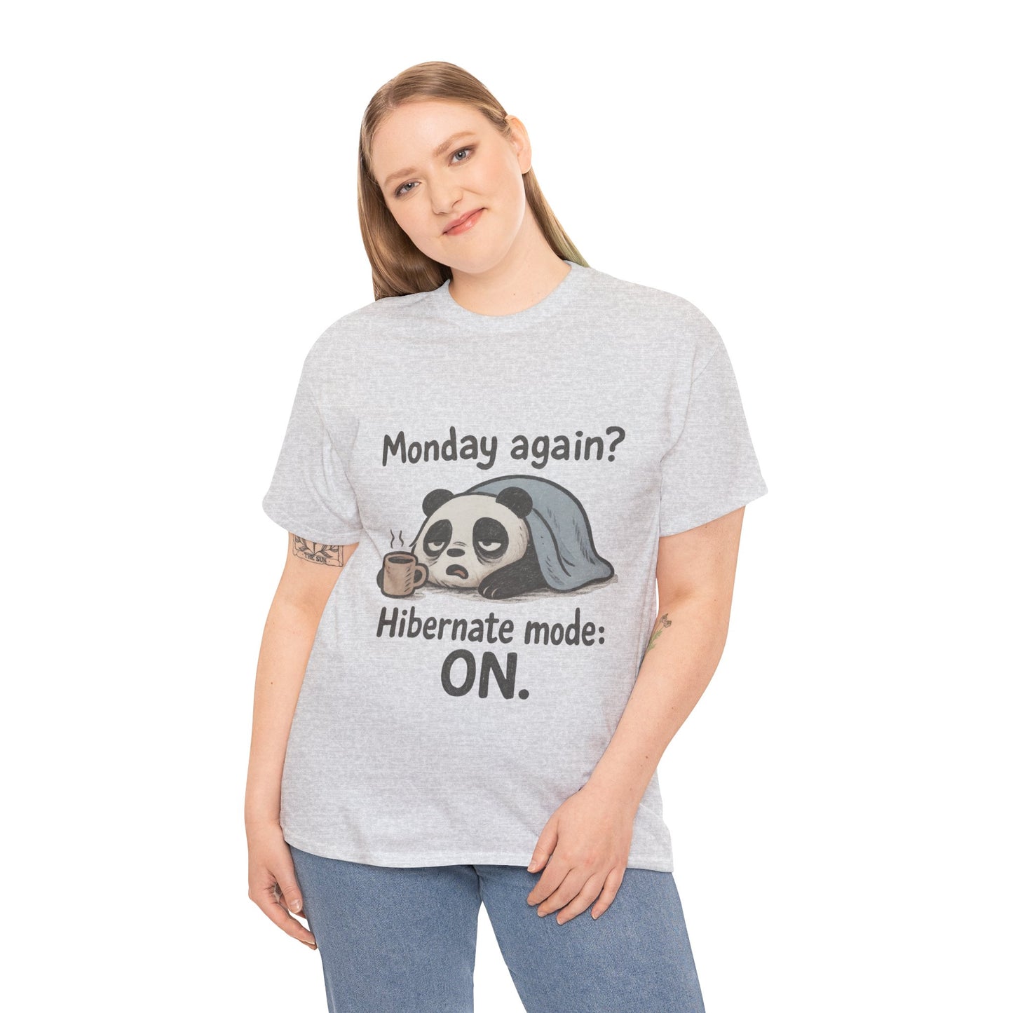 Funny Panda Hibernate Womens Tee, Cute Animal Shirt, Unisex Cotton Tee, Gift for Lazy Days, Monday Motivation T-shirt