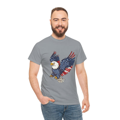 Patriotic Eagle Tee | Unisex Heavy Cotton T-Shirt for Independence Day, Memorial Day, Veterans Day, Gift for Nature Lovers, Casual Wear