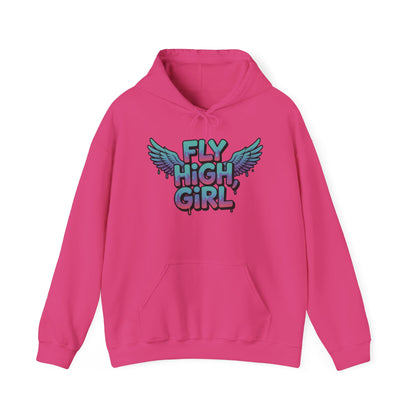 Women's Hoodie Fly High Girl, Angel Wings Graffiti Drip Graphic Pullover, Streetwear Hoodie
