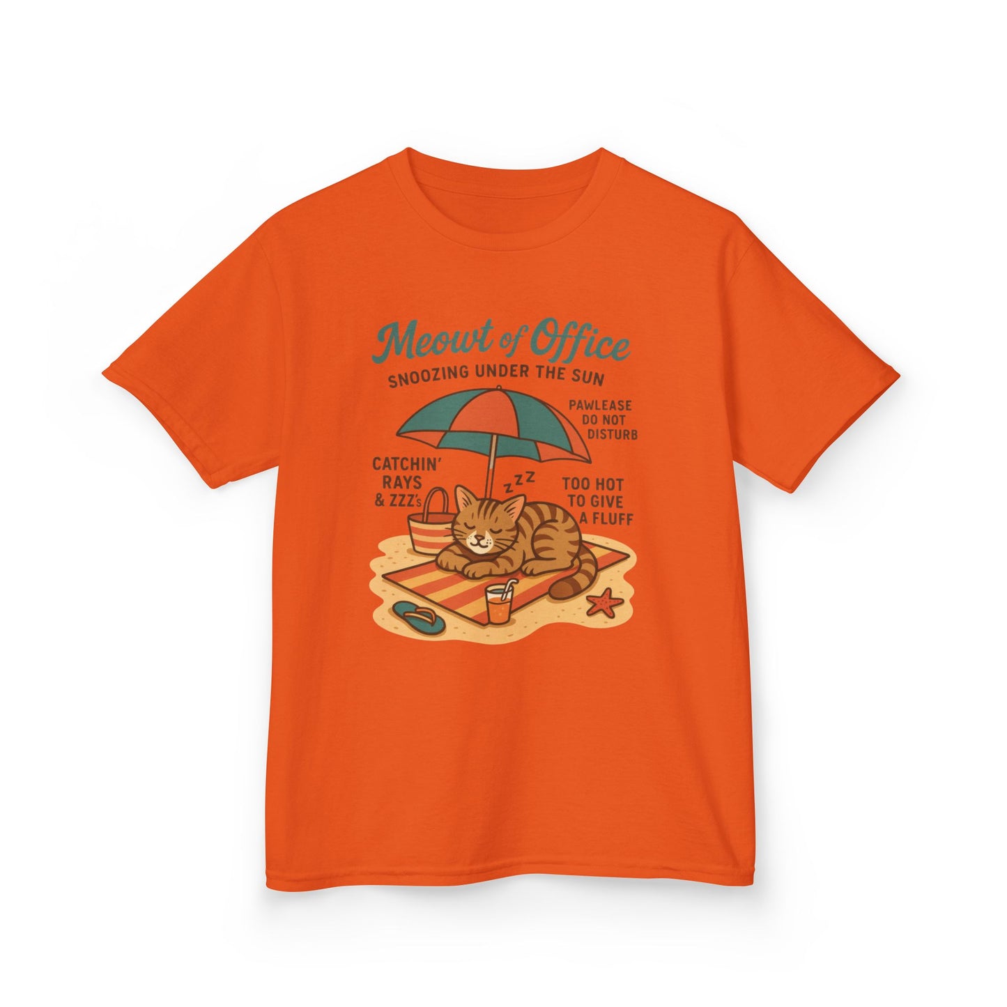 Kids Cat-Themed T-Shirt - Meowt of Office, Cute Summer Tee, Cat Lover Gift, Fun Playwear, Summer Beach Vacation Tee