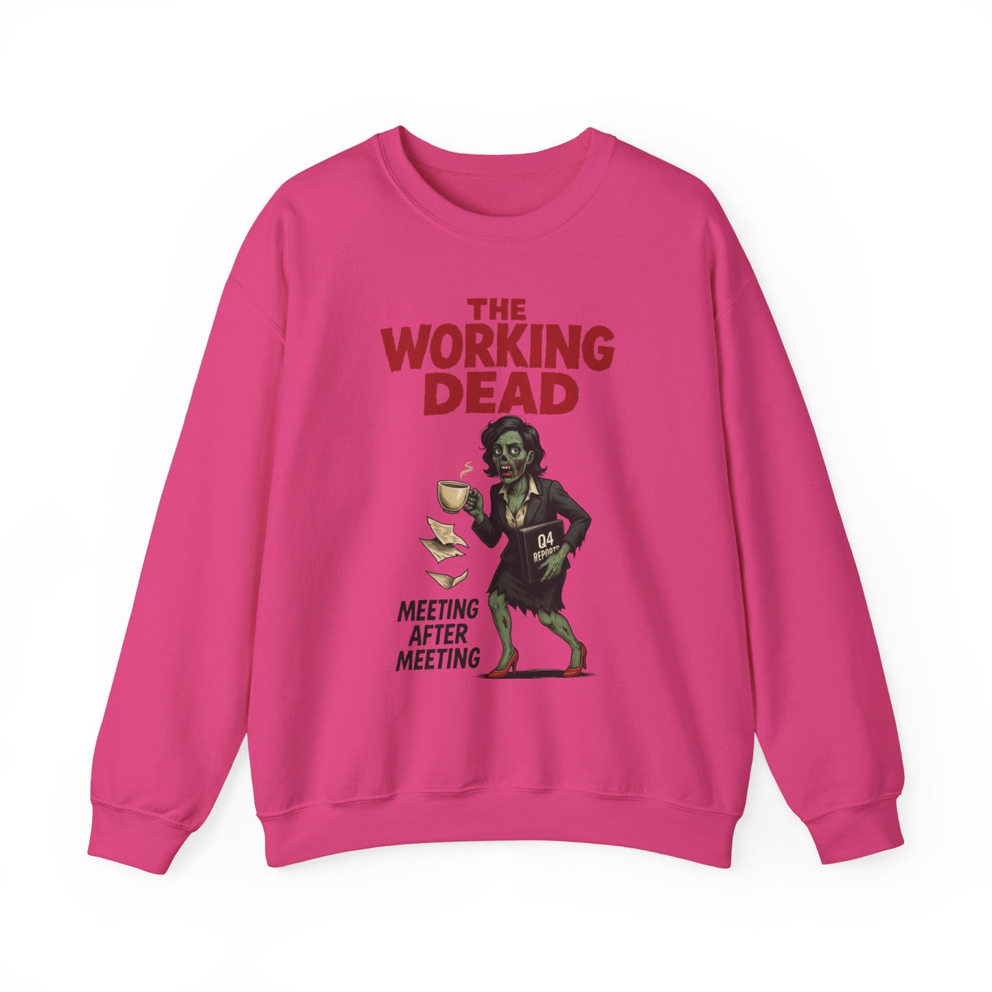 The Working Dead Women's Funny Zombie Sweatshirt, Office Humor Crewneck, Halloween Work Top