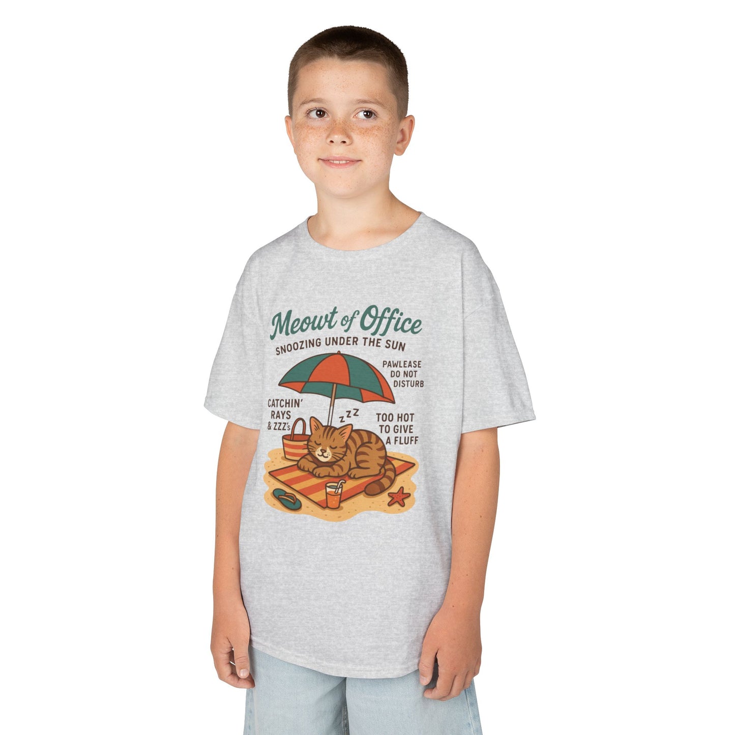 Kids Cat-Themed T-Shirt - Meowt of Office, Cute Summer Tee, Cat Lover Gift, Fun Playwear, Summer Beach Vacation Tee