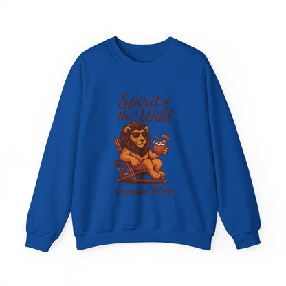 Spirit of the Wild Lion Mens Sweatshirt - Vacation Mode Funny Relaxed Jungle King Pullover,  Fun Gift for Travelers