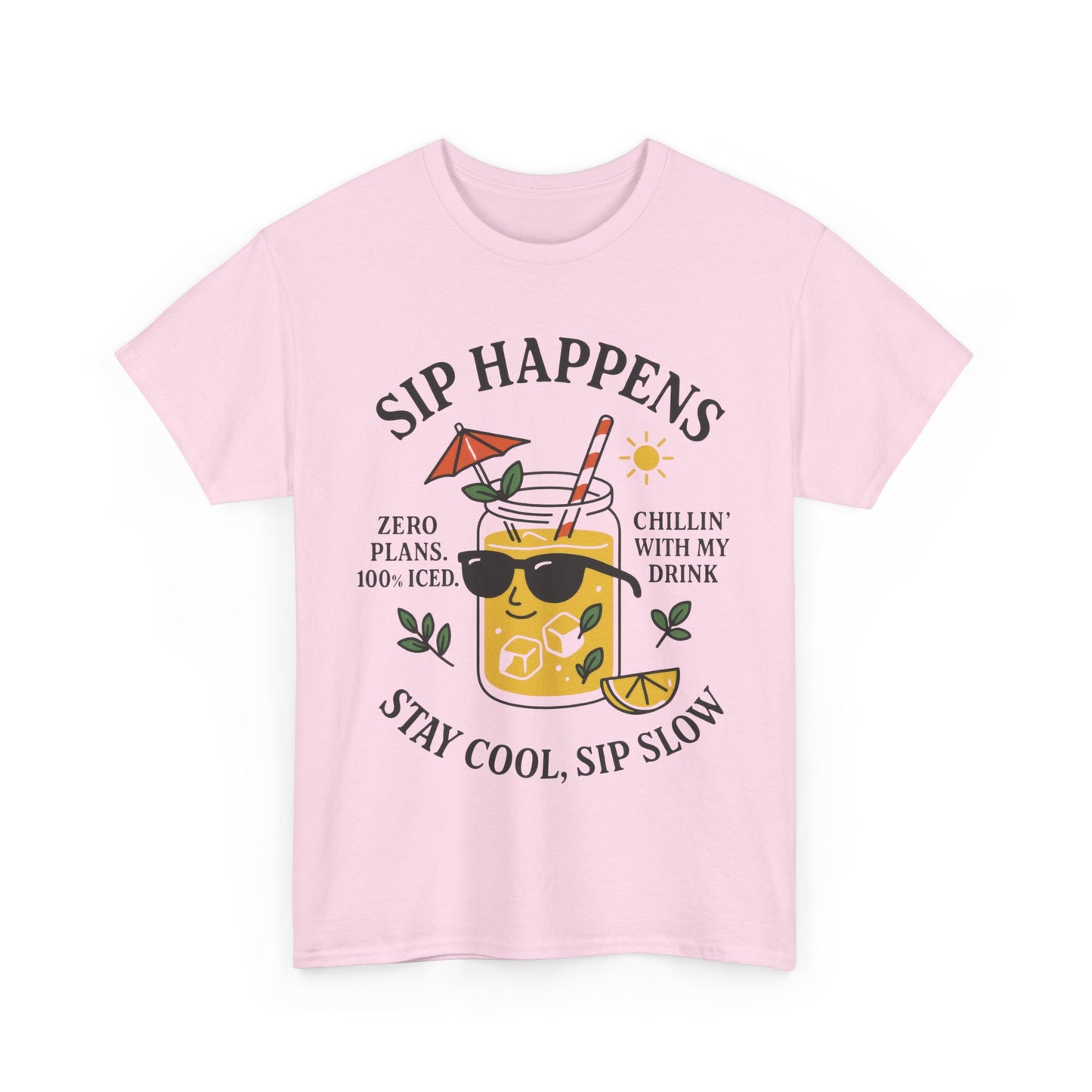 Sip Happens Womens T-Shirt, Funny Summer Drink Graphic Tee, Stay Cool Sip Slow Lemonade Shirt, , Beach Wear, BBQ Parties, Chill Summer Vibes