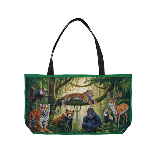 Jungle Wildlife Weekender Tote Bag, Eco-Friendly Travel Bag, Animal Lover Gift, Beach Bag, Shopping Tote, Adventure Companion