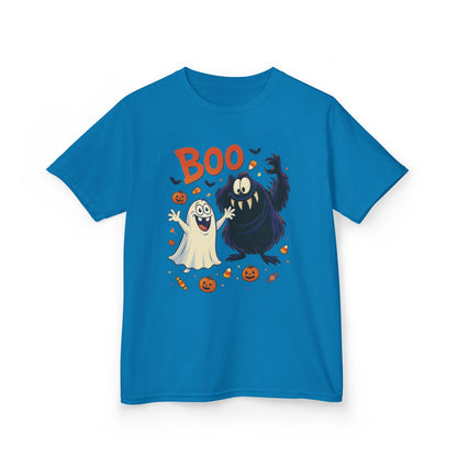 Kids Halloween T-Shirt BOO! Cute Ghost Monster Shirt, Funny Spooky Graphic Tee for Boys Girls, Halloween Costume Gift
