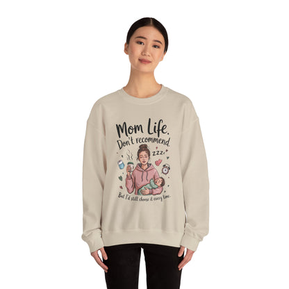 Mom Life Crewneck Sweatshirt, New Mom Gift, Cozy Everyday Wear, Funny Parent Apparel, Tired Mama Humor Tee
