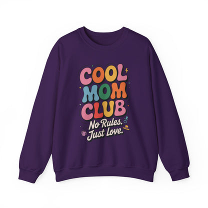 Cool Mom Club Sweatshirt, Gift for Moms, Mother's Day, No Rules Just Love, Retro Colorful Unisex Heavy Blend Crewneck