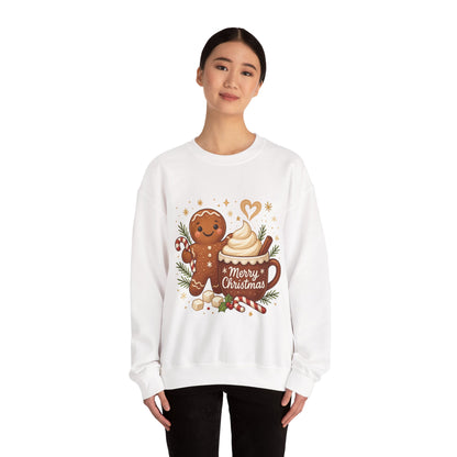 Women's Gingerbread - Hot Cocoa Christmas Sweatshirt,  Cozy Holiday Pullover, Women's Heavy Blend™ Crewneck Sweatshirt