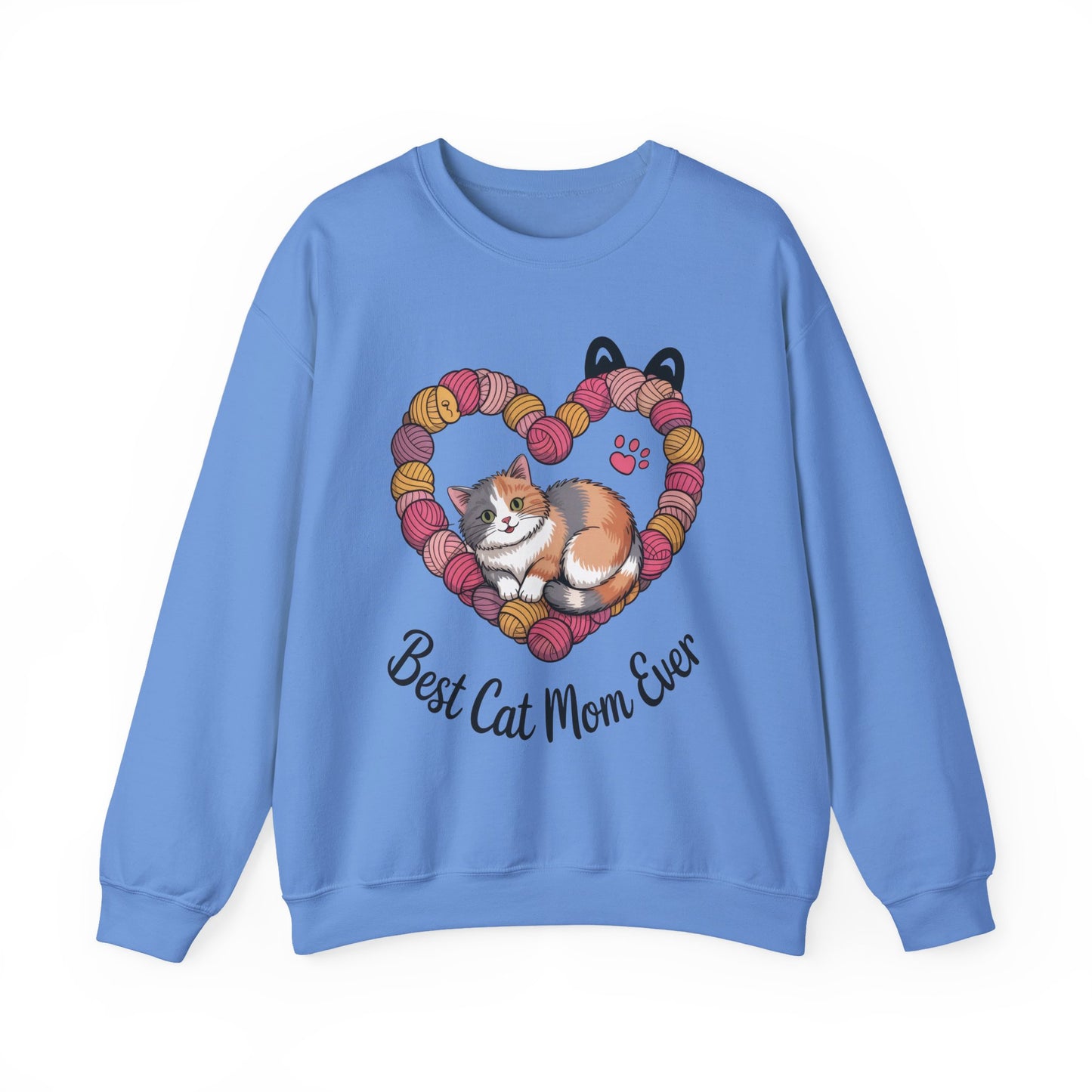 Best Cat Mom Ever Sweatshirt, Cozy Cat Lover Gift, Mother's Day Apparel, Pet Owner Sweatshirt, Cute Gift for Cat Moms, Yarn Themed