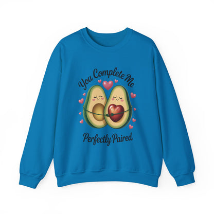Cute Avocado Love Crewneck Sweatshirt, Sweatshirt for Couples, Perfect Gift for Valentines Day, Cozy Apparel, Avocado Lover Gift