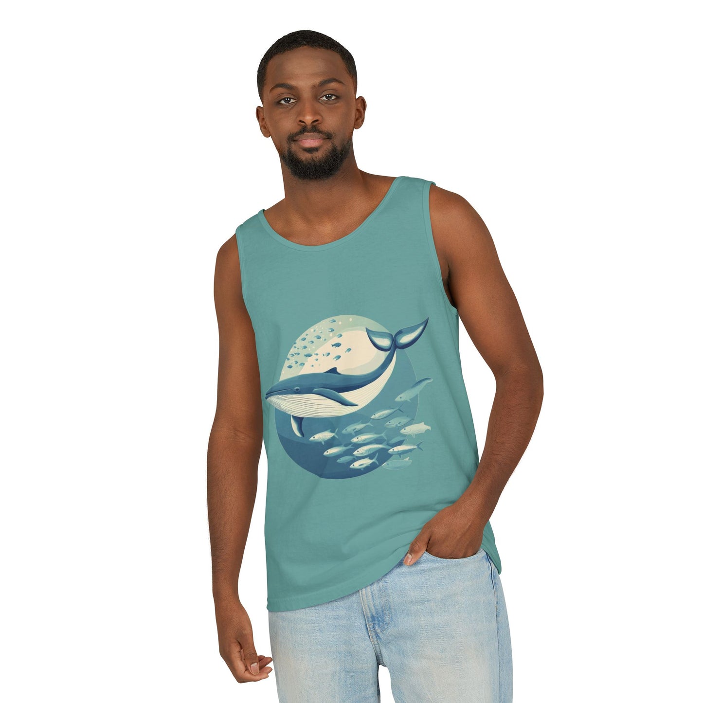 Ocean-Inspired Unisex Tank Top, Whale Design Shirt, Summer Casual Wear, Beach Vibes Gift, Eco-Friendly Fashion