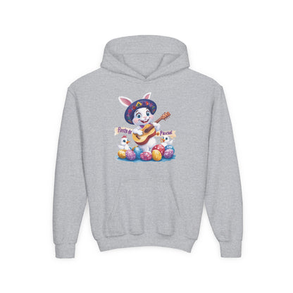Mexican Easter Bunny Kids Hoodie - Cute Spring Sweatshirt with Guitar, Fun Holiday Outfit, Colorful Fiesta de Pascua Gift for Kids