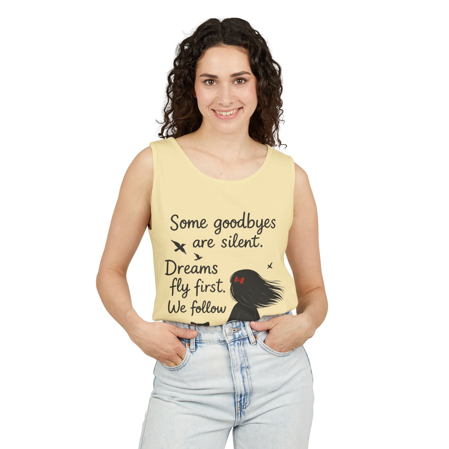 Minimalist Tank Top, Womens Tank, Girl & Cat Art Print, Emotional Lightweight Summer Shirt,  Inspirational Apparel, Cat Lover Gift