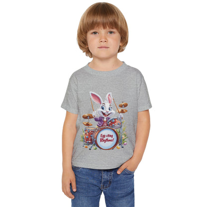 Easter Bunny Drummer Toddler T-Shirt - Fun Spring Apparel, Kids Music Shirt, Egg-citing Rhythms, Perfect Gift for Easter, Toddler Fashion