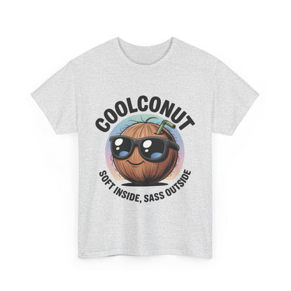 Coolconut Women's Heavy Cotton Tee, Fun Casual Shirt, Gift for Coconut Lovers, Summer Vibes Tee, Soft Inside Sass Outside Shirt