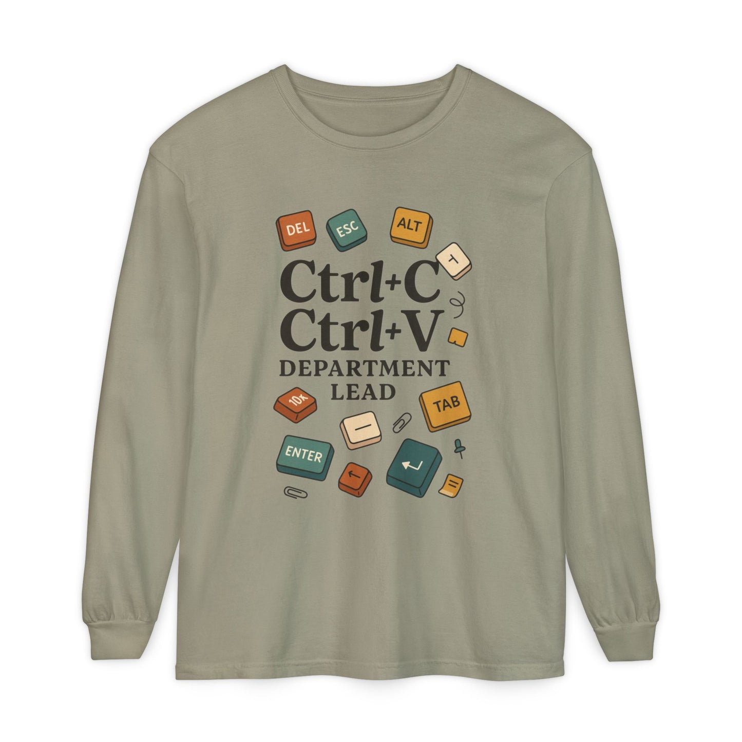 Graphic Long Sleeve Tee, Ctrl+C Ctrl+V Department Lead, Funny Office Humor Shirt, Programmer Gift, Tech Nerd Tee, IT Department Apparel