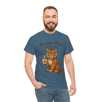 Predator Mode After Coffee Tiger Shirt, Funny Coffee Lover Tee, Mens Caffeine Graphic Tee, Morning Motivation Tiger Shirt,Coffee Addict Gift