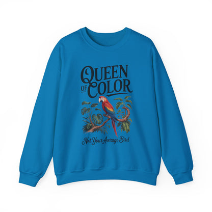 Vibrant Crewneck Womens Sweatshirt, Colorful Apparel, Bird Design, Cozy Layering, Gift for Nature Lovers, Fun Fashion