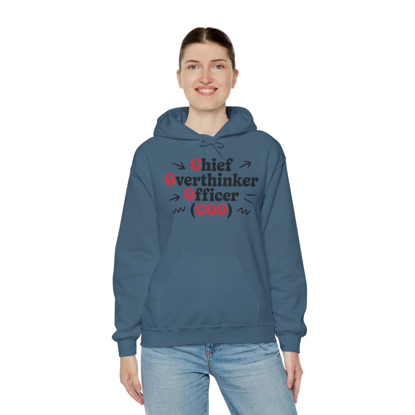 Chief Overthinker Officer Women's Hoodie, Funny COO Graphic Pullover, Sarcastic Office Humor Gift, Women's Heavy Blend™ Hooded Sweatshirt