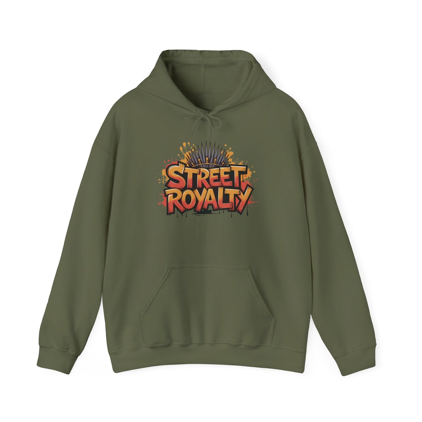 Street Royalty Men's Hoodie, Graffiti Crown Graphic Sweatshirt, Urban Streetwear Pullover with Throne Design