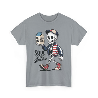 Funny Skeleton T-Shirt Soul Sold Separately Graphic Tee, Missing Soul Cartoon Shirt, Gothic Streetwear, Halloween Gift Tee