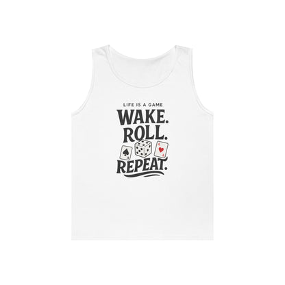 Game Themed Tank Top, Casual Tee, Gift for Gamers, Fun Workout Top, Funny Dice & Cards Shirt, Unisex Gambling Gift