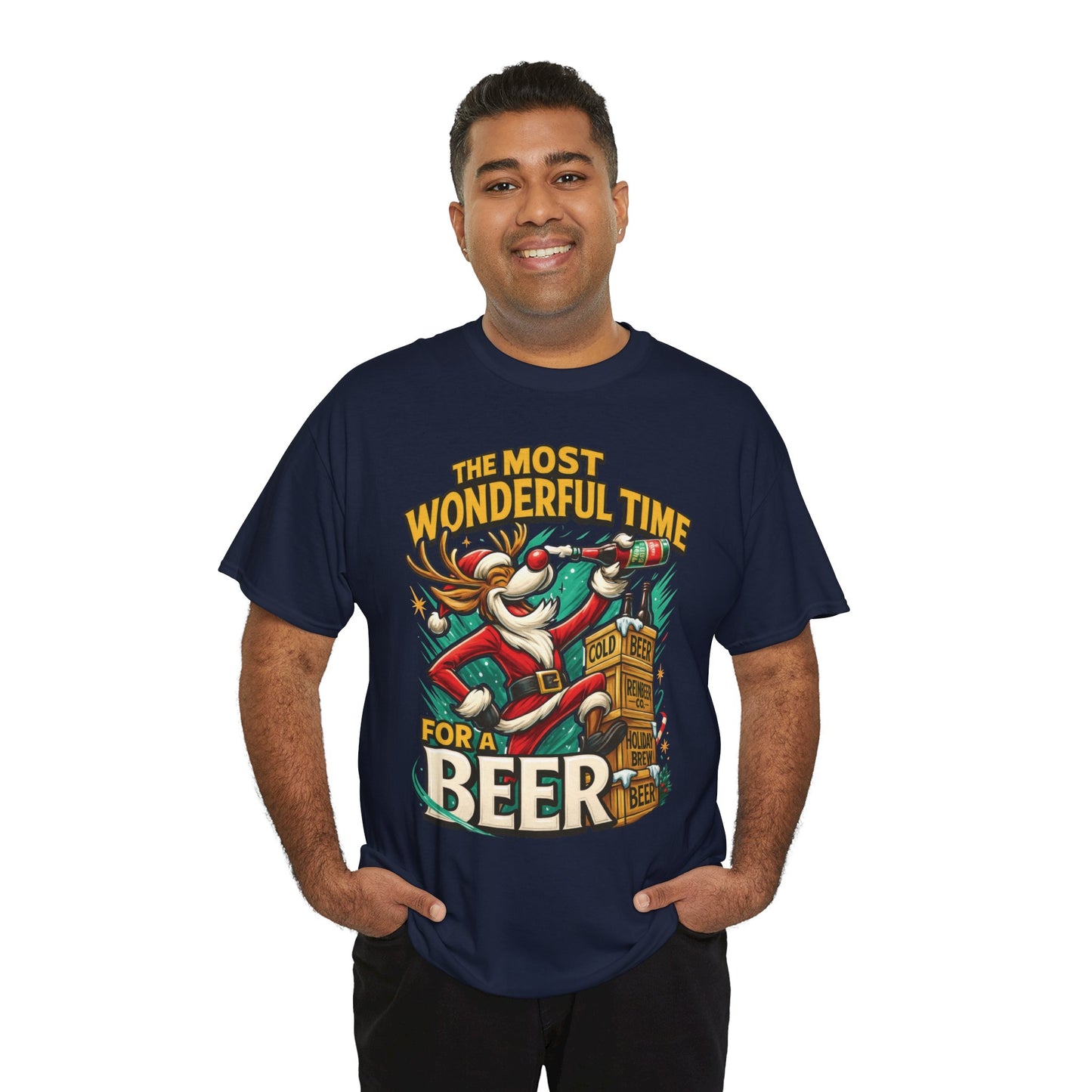 Funny Christmas Beer T-Shirt for Men, The Most Wonderful Time for a Beer