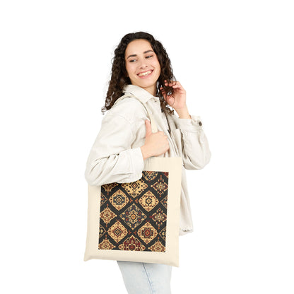 Bohemian Pattern Cotton Canvas Tote Bag, Eco-Friendly Shopping Bag, Art Tote, Beach Bag, Gift for Her, Market Tote