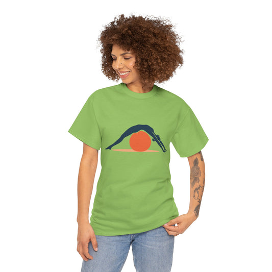 Womens Heavy Cotton Tee, Womens Pilates T-Shirt, Yoga Fitness Graphic Tee, Workout Gym Activewear Top