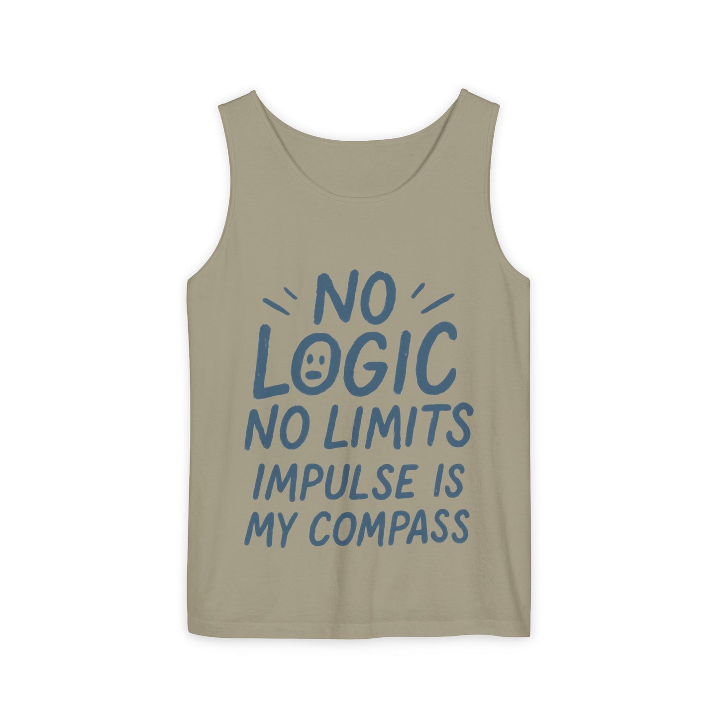 Funny Mens Tank Top, No Limits Impulse Quote, Relaxed Fit Tee, Casual Wear for Creatives, Gift for Artists Impulsive Style Shirt