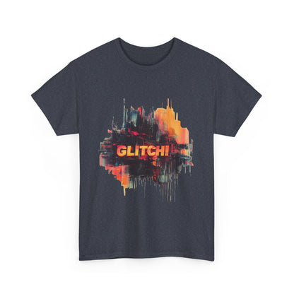 Glitch Art Unisex Heavy Cotton Tee, Trendy Graphic Top, Gift for Tech Lovers, Abstract Street Style Graphic Tee,Techcore Aesthetic Shirt