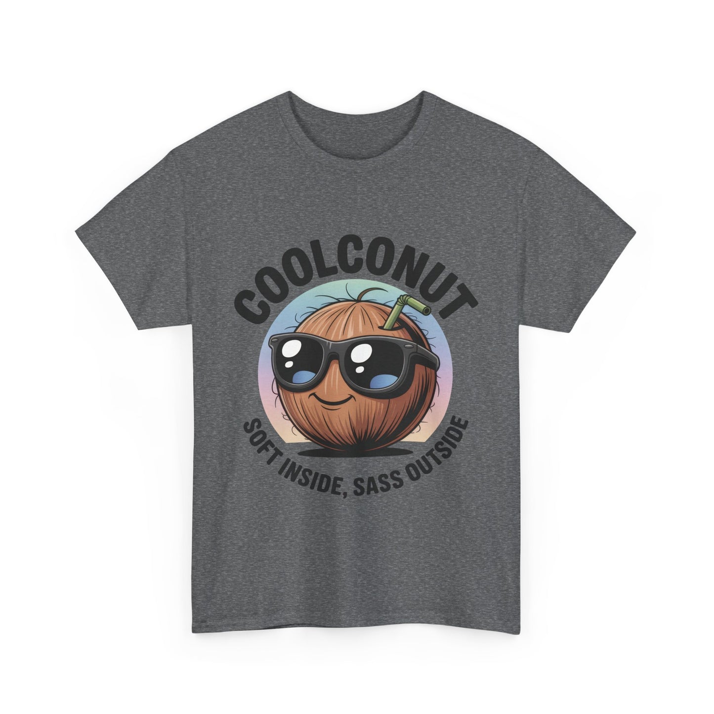 Coolconut Women's Heavy Cotton Tee, Fun Casual Shirt, Gift for Coconut Lovers, Summer Vibes Tee, Soft Inside Sass Outside Shirt