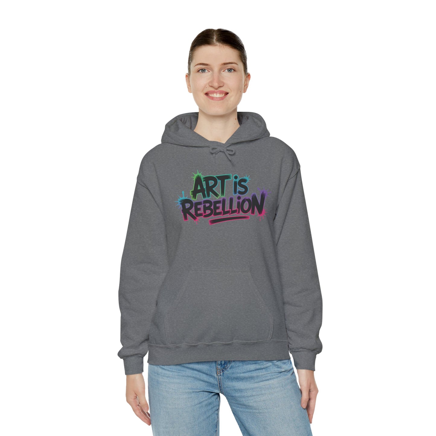 Art Is Rebellion Hoodie, Women's Graffiti Street Art Hooded Sweatshirt, Rebel Graphic Statement Pullover, Heavy Blend™ Hooded Sweatshirt