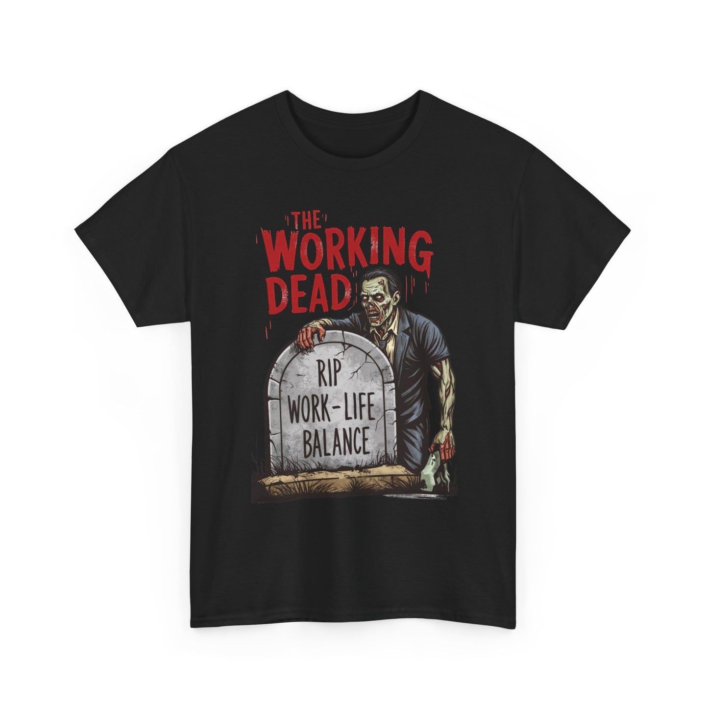The Working Dead Shirt Men, Funny Work Life Balance Zombie Tee, RIP Work Shirt, Halloween Tee