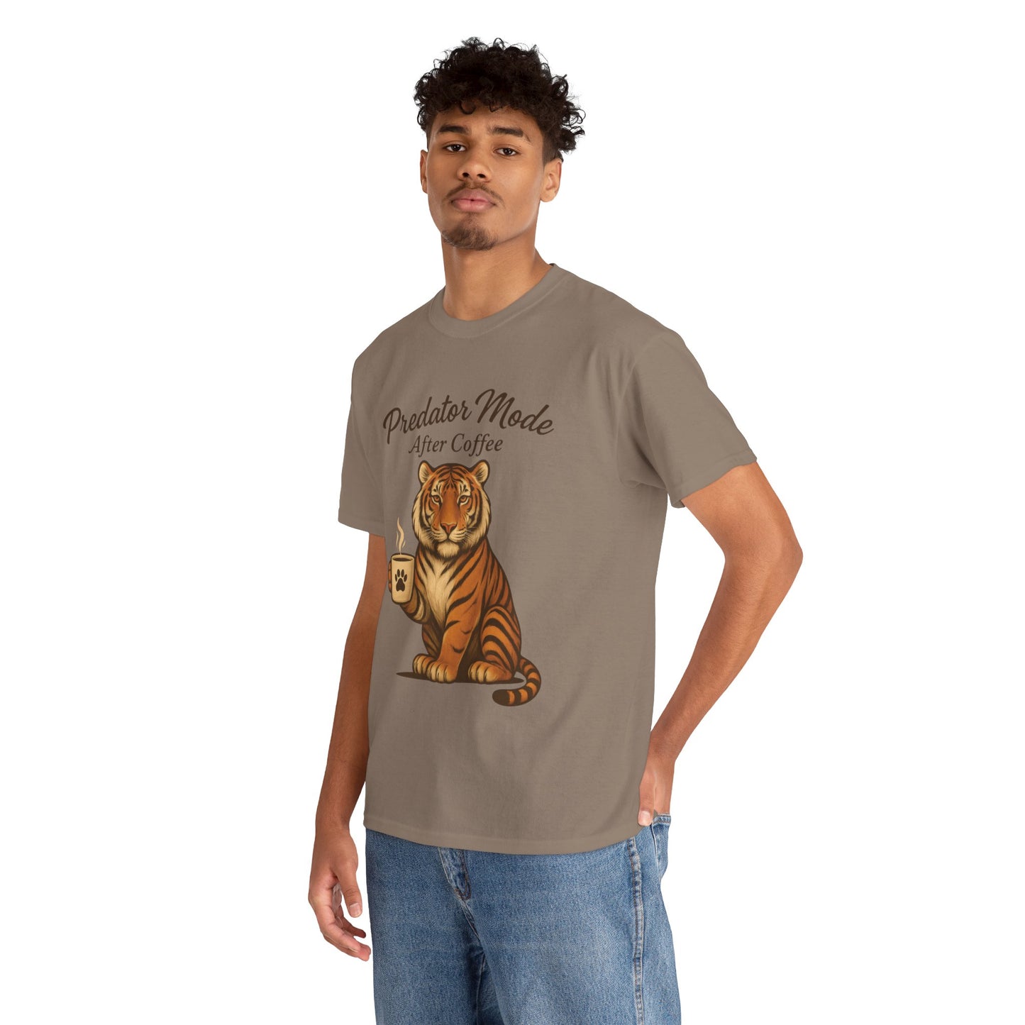 Predator Mode After Coffee Tiger Shirt, Funny Coffee Lover Tee, Mens Caffeine Graphic Tee, Morning Motivation Tiger Shirt,Coffee Addict Gift