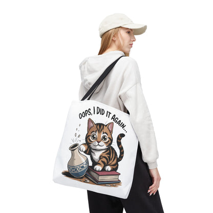 Cat-Themed Tote Bag, "Oops, I Did It Again", Perfect Gift for Cat Lovers, Pet Owners, Birthday, or Everyday Use, Large Tote Bag, beach bag