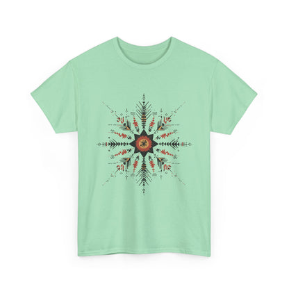 Boho Tribal Mandala Star Women's Cotton Tee, Ethnic Geometric Graphic T-Shirt, Festival Bohemian Style Gift, Bohemian Graphic Tee