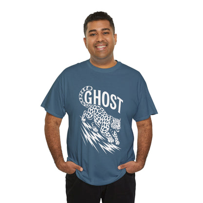 Ghost Leopard Graphic Tee, Mens T-Shirt, Casual Wear, Animal Print Top, Gift for Cat Lovers, Halloween Outfit